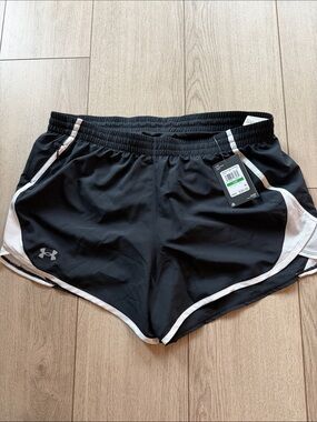 Under Armour Black Athletic Shorts with White Trim